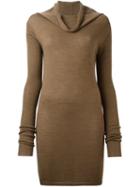 Rick Owens Cowl Neck Jumper, Women's, Size: Xs, Brown, Virgin Wool