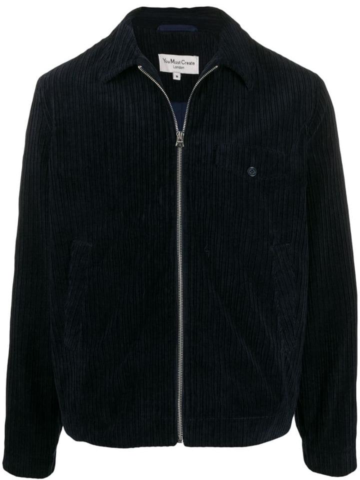 Ymc Corduroy Zipped Jacket - Blue