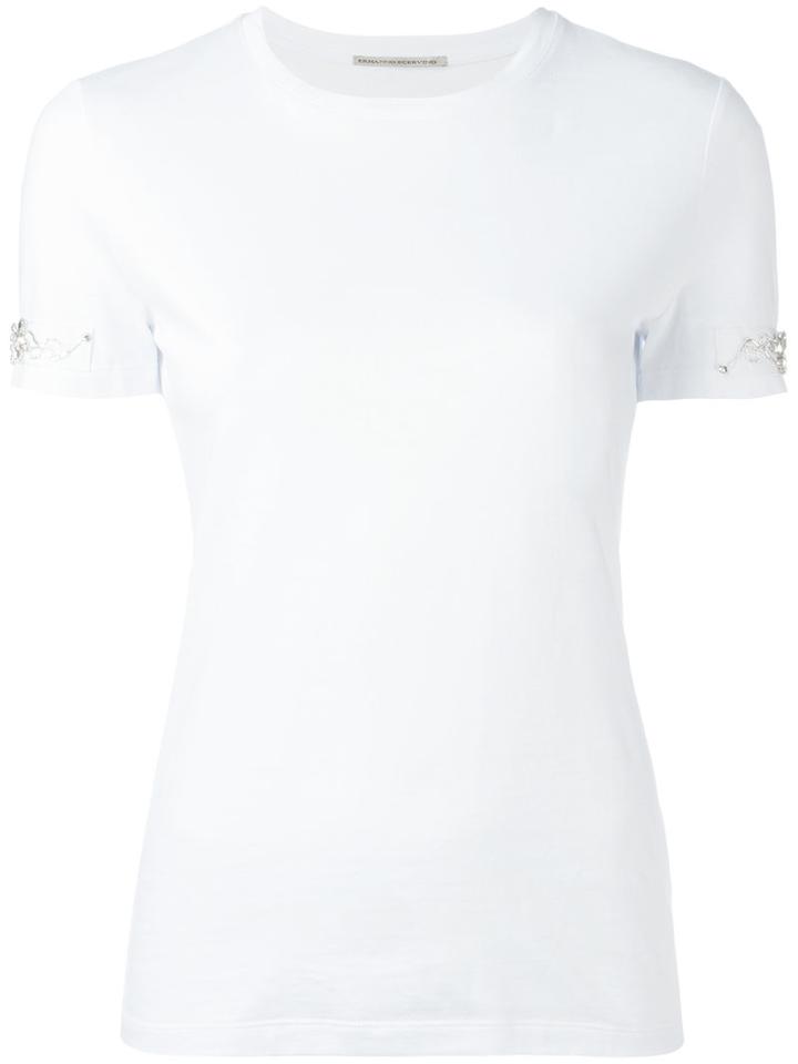 Ermanno Scervino Sleeve Pins T-shirt, Women's, Size: 44, White, Cotton