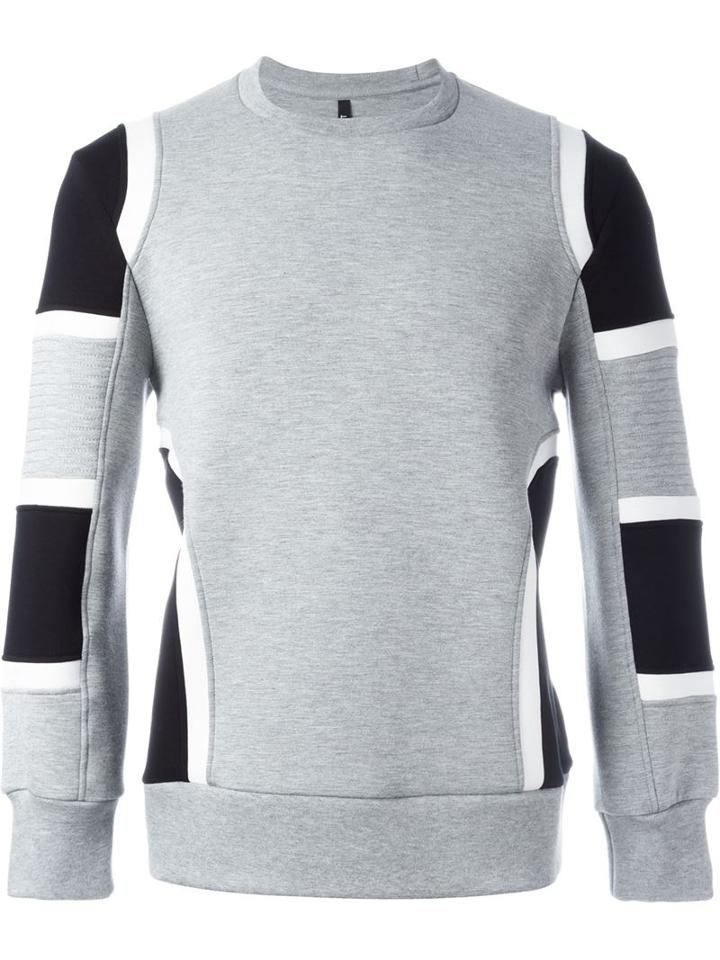 Neil Barrett Colour Block Sweatshirt, Men's, Size: L, Grey, Viscose/spandex/elastane/lyocell/cotton