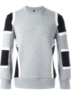 Neil Barrett Colour Block Sweatshirt, Men's, Size: L, Grey, Viscose/spandex/elastane/lyocell/cotton