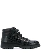 Prada Textured Hiking Style Boots - Black