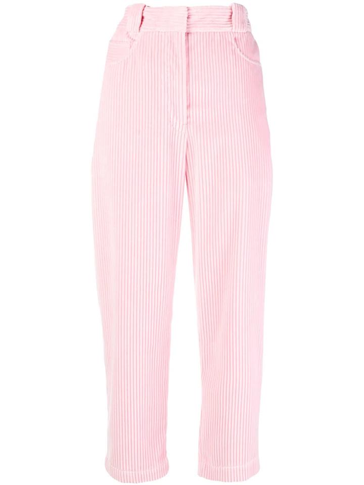 Cédric Charlier Cropped Corduroy Trousers - Pink & Purple