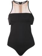 T By Alexander Wang Mesh Panelled Swimsuit, Women's, Size: Medium, Black, Polyimide/spandex/elastane