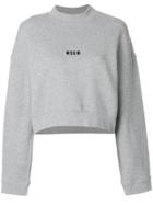 Msgm Branded Crop Sweatshirt - Grey