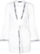 Natori Embroidered Denim Jacket - White