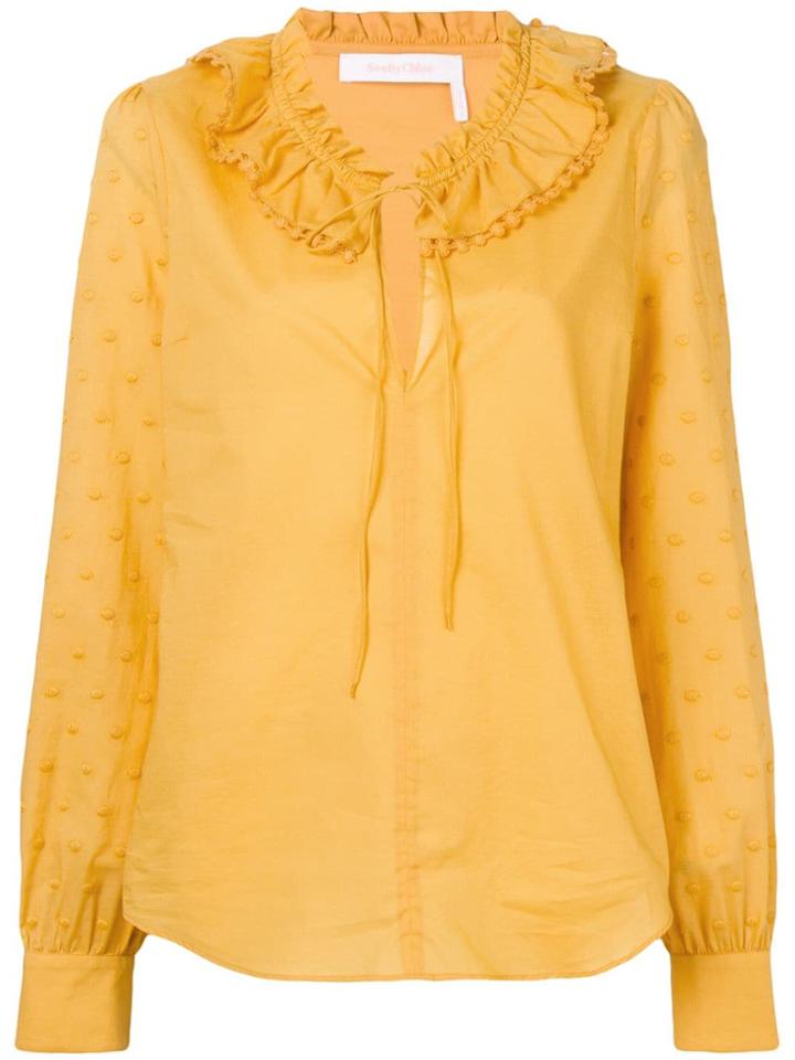 See By Chloé Ruffle Neck Shirt - Yellow