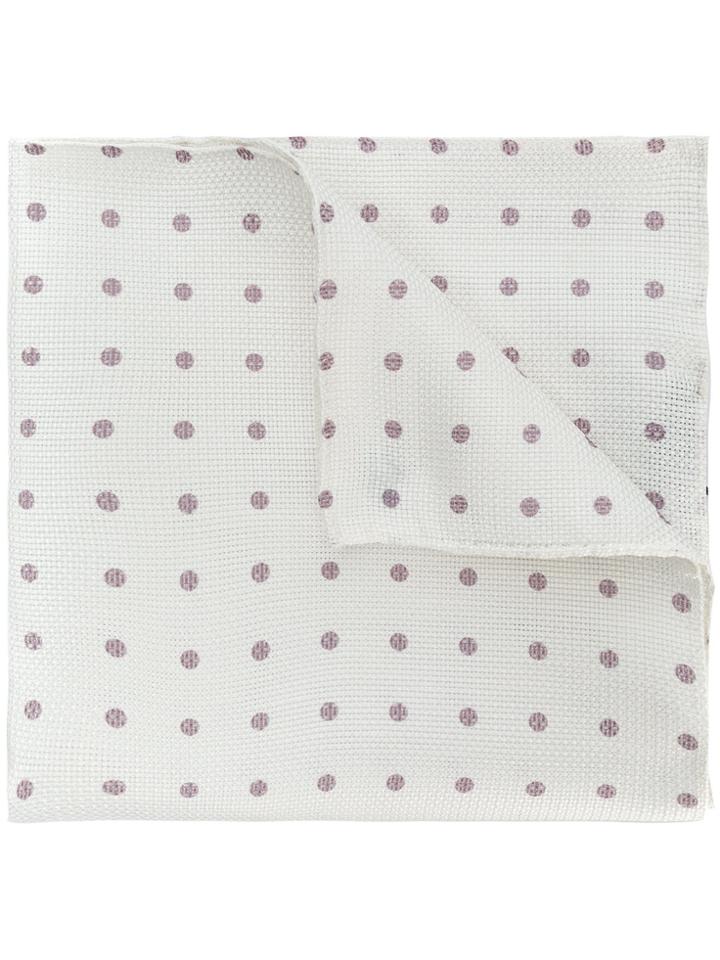 Pal Zileri Polka Dot Woven Handkerchief - White