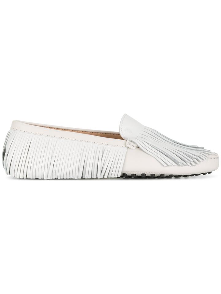 Tod's Fringed Slip-on Loafers - White
