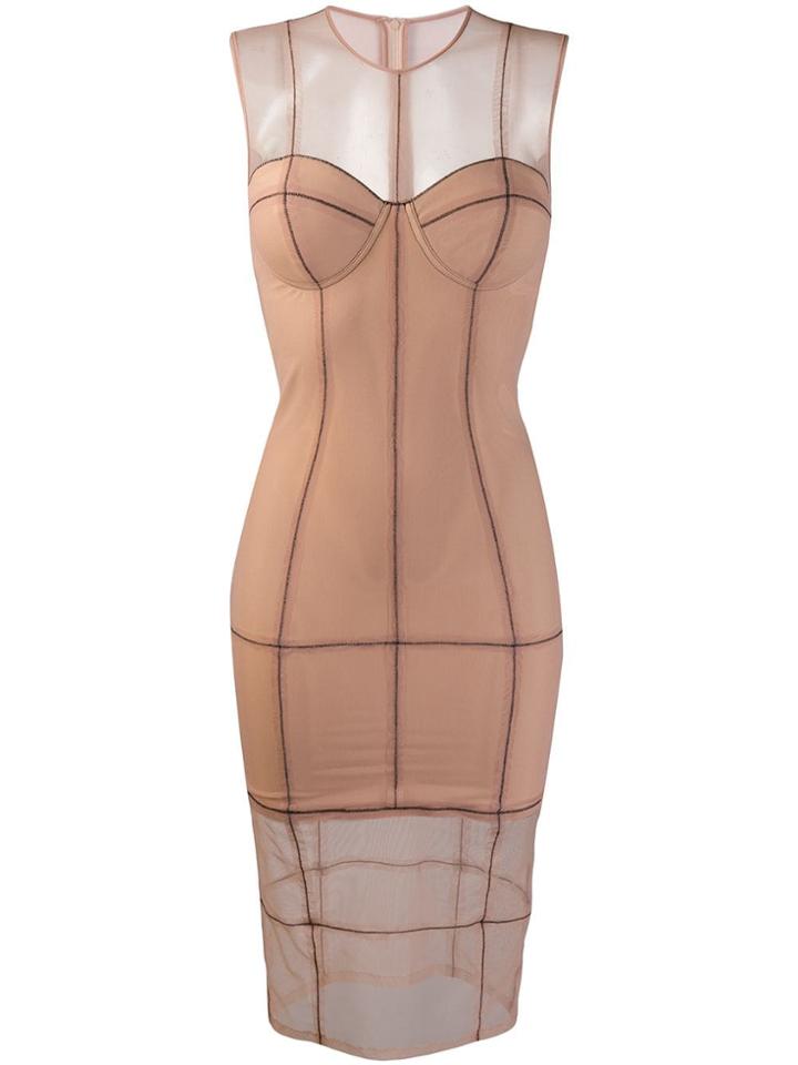 Murmur Stitch Detail Bustier Dress - Neutrals