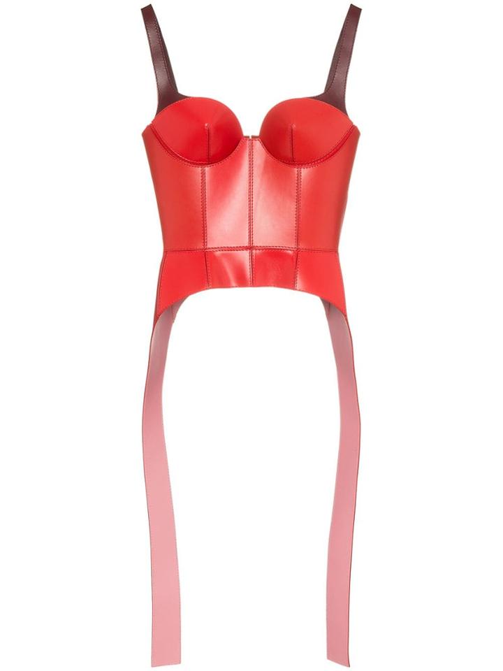 Alexander Mcqueen Articulated Leather Corset Top - Red