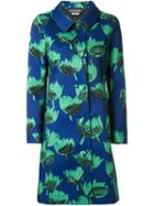 Boutique Moschino Perforated Printed Coat, Women's, Size: 44, Blue, Polyester/other Fibers