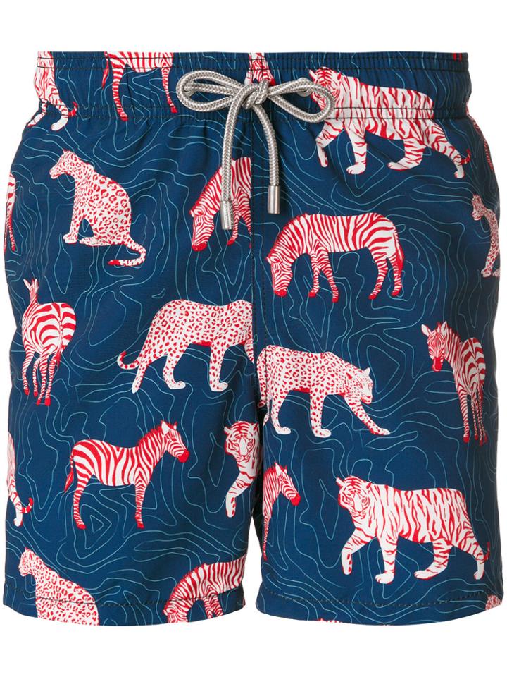Mc2 Saint Barth Animal Pattern Swim Shorts - Blue