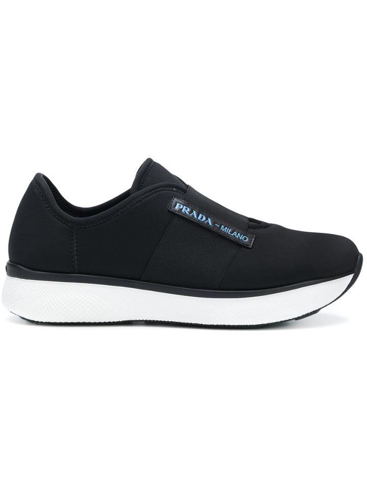 Prada Platform Logo Sneakers - Black