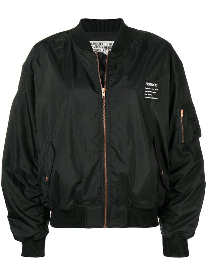 Fiorucci Logo Appliqué Bomber Jacket - Black