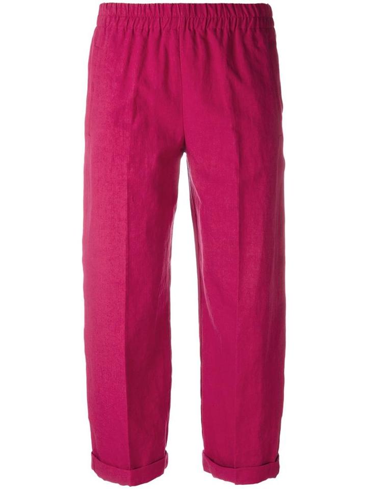 Forte Forte Turn Up Hem Trousers, Women's, Size: Iv, Red, Cotton/linen/flax