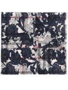 Burberry Beasts Print And Check Scarf - Blue