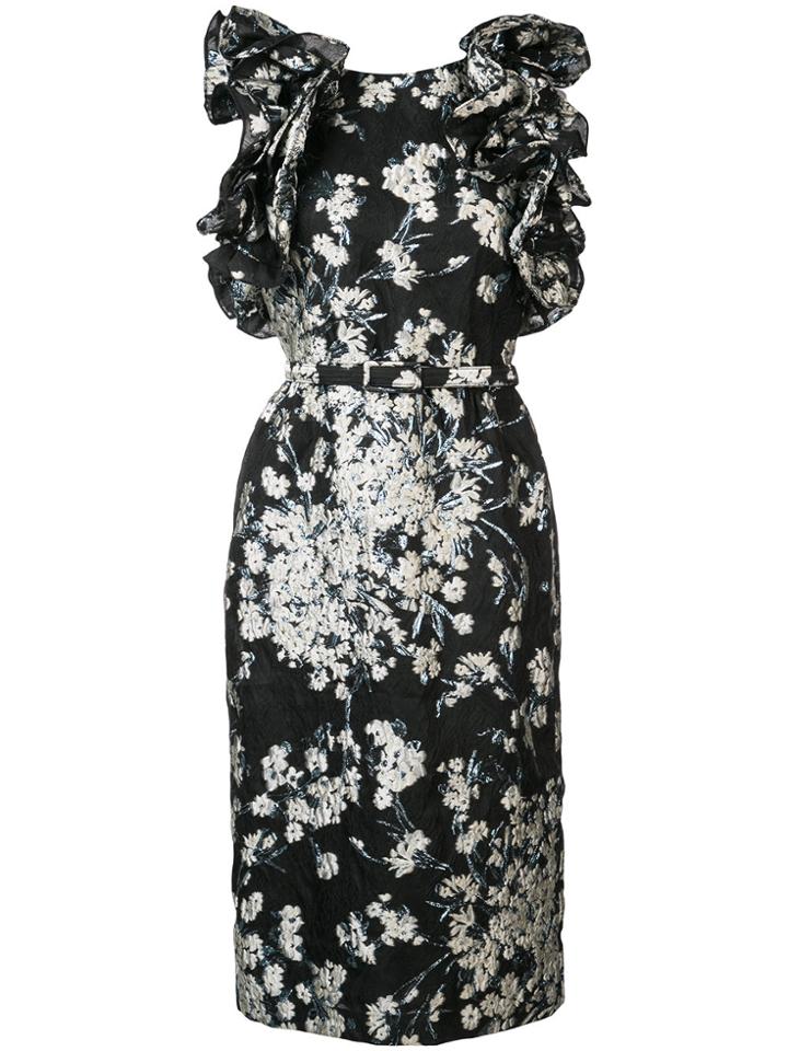 Co Embroidered Fitted Dress - Black