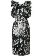Co Embroidered Fitted Dress - Black