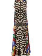 Afroditi Hera Zebra Print Maxi Dress, Women's, Size: 44, Silk/polyester/viscose