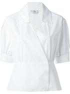 Fendi Shortsleeved Wrap Shirt, Women's, Size: 38, White, Cotton