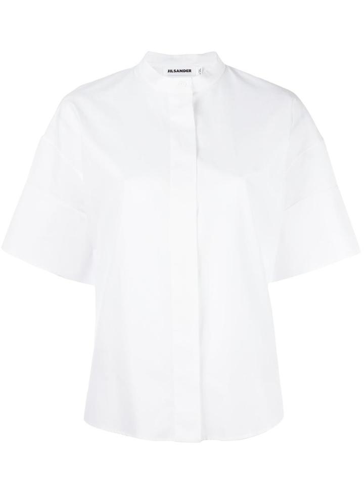 Jil Sander Celeste Short Sleeve Shirt, Women's, Size: 36, White, Cotton