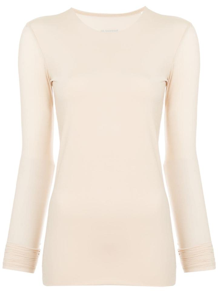 Jil Sander Round Neck Longsleeved Top - Nude & Neutrals