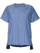 Sacai Side Zip Striped T-shirt - Blue