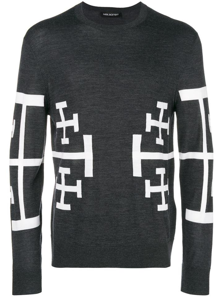 Neil Barrett Cross Print Jumper - Grey