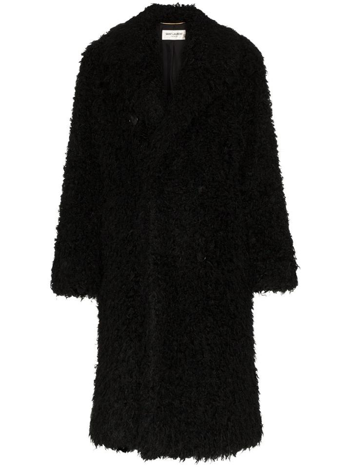 Saint Laurent Shaggy Faux Fur Coat - Black