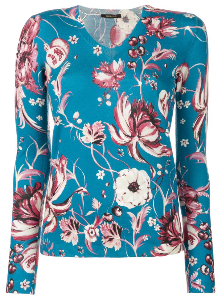 Roberto Cavalli Floral Print Top - Blue