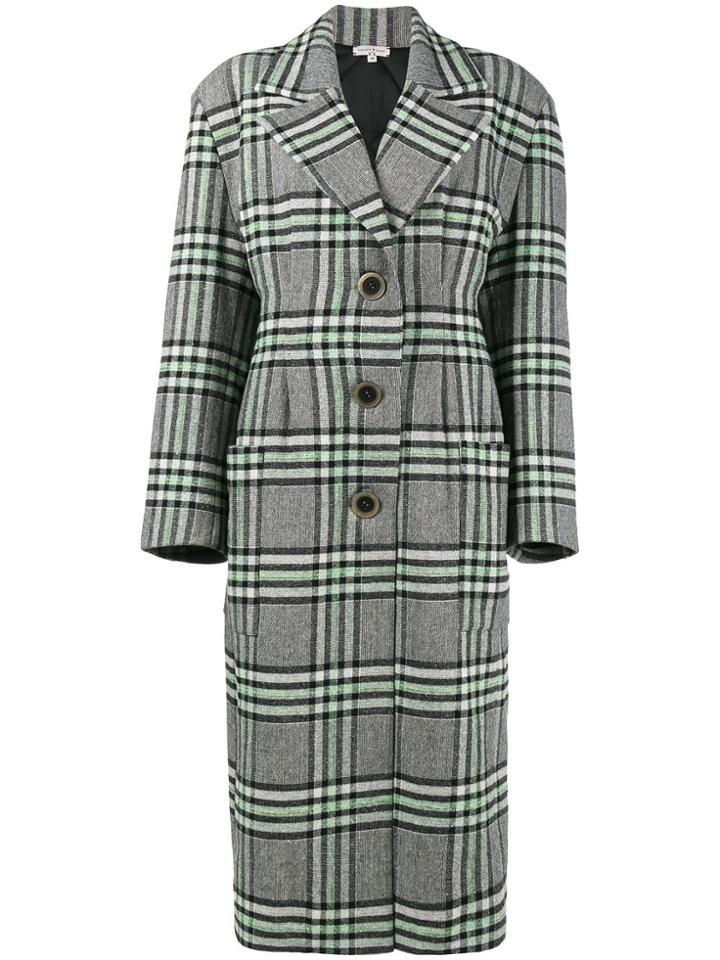 Natasha Zinko Single Breasted Wool Blend Tweed Coat - Green