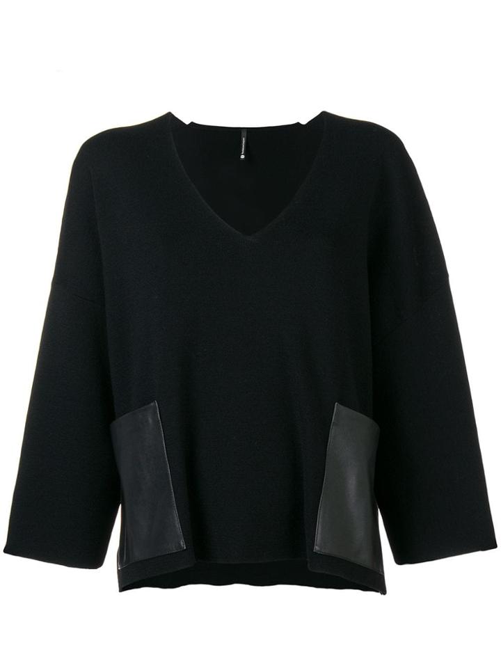 Pierantoniogaspari Boxy V-neck Top - Black
