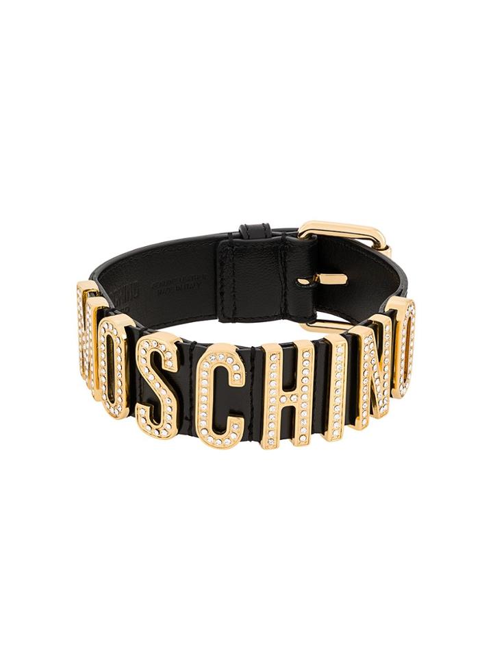 Moschino Logo Plaque Choker Necklace - Black