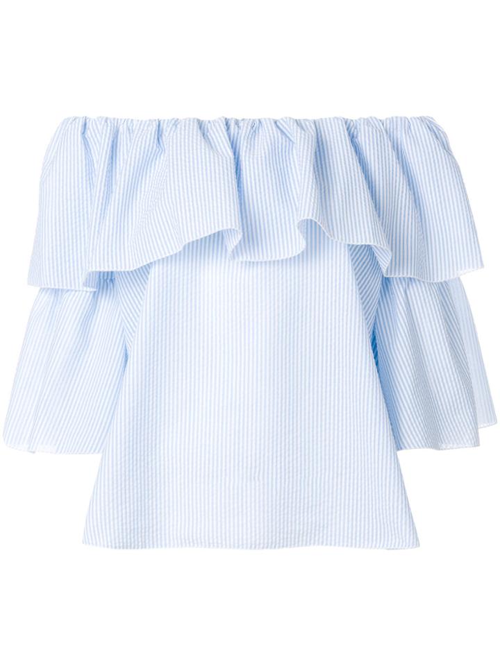Blugirl Striped Ruffled Blouse - White