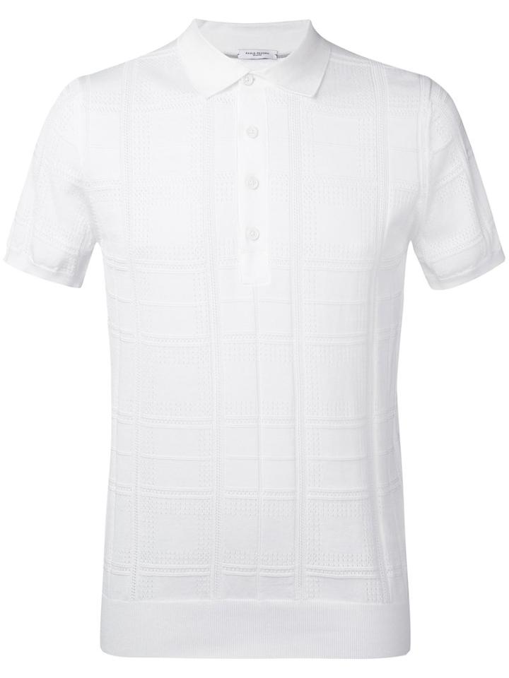Paolo Pecora - Stitch Panel Polo Shirt - Men - Cotton - L, White, Cotton