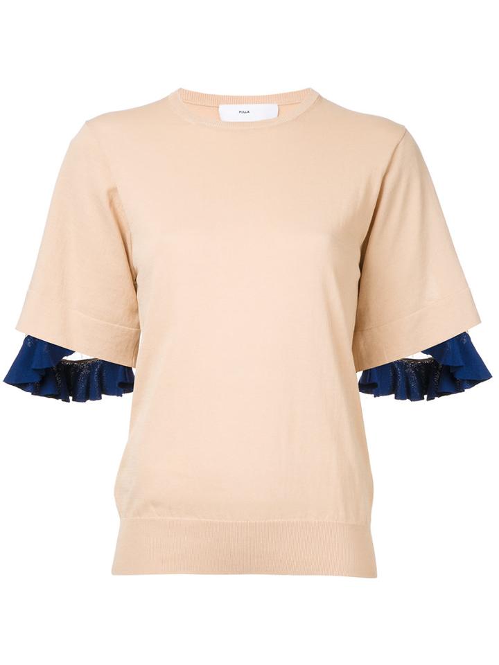 Toga Ruffled Trim Sweatshirt, Women's, Size: 36, Nude/neutrals, Cotton/nylon/polyester