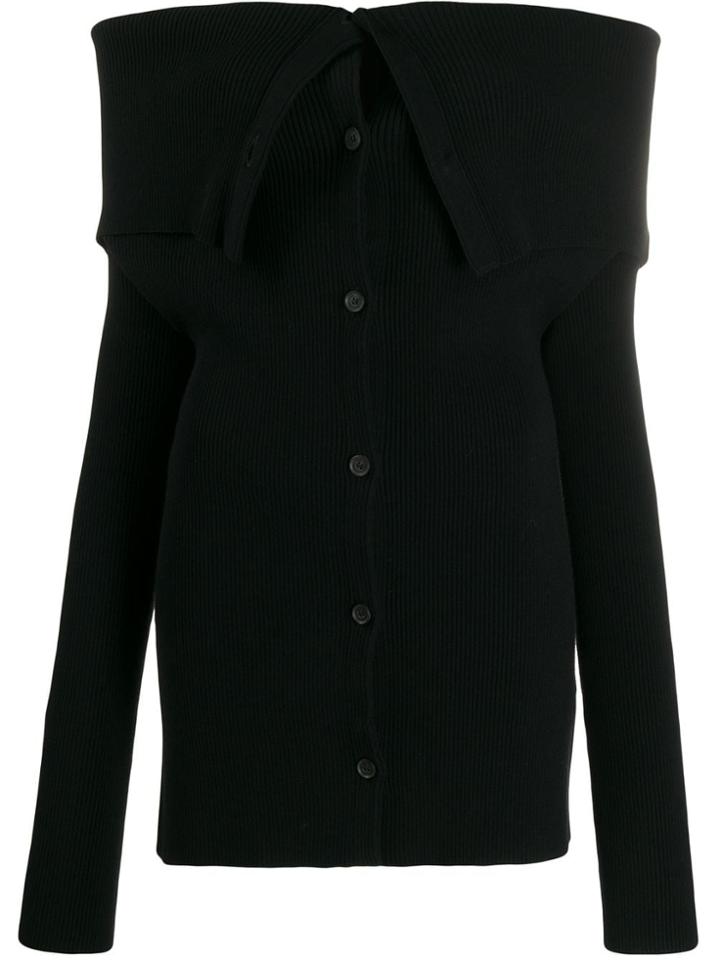 Unravel Project Cold-shoulder Ribbed Jumper - Black