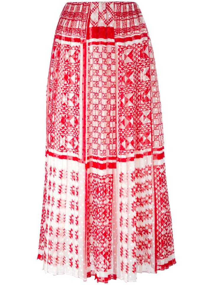 Fendi Foulard-print Plumetis-chiffon Maxi Skirt - Red
