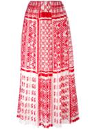 Fendi Foulard-print Plumetis-chiffon Maxi Skirt - Red