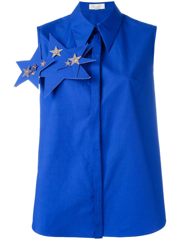 Delpozo Stars Embellished Sleeveless Shirt, Women's, Size: 38, Blue, Cotton