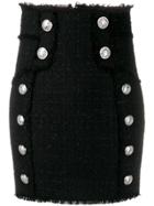 Balmain High Waisted Tweed Skirt - Black