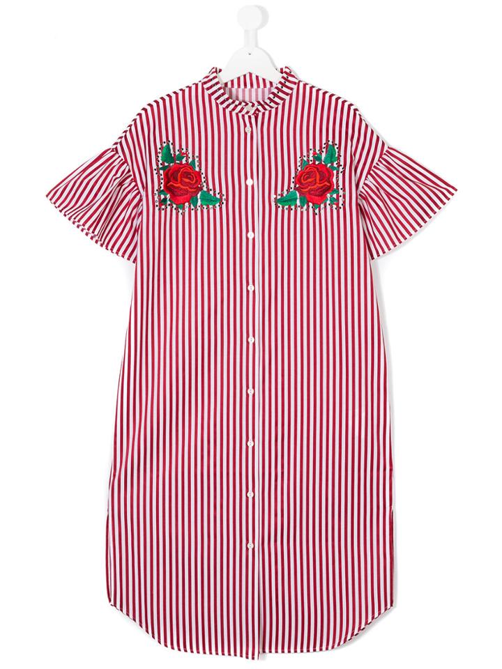 Gaelle Paris Kids Striped Shirt Dress - Red