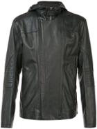 Helmut Lang Hooded Leather Jacket, Men's, Size: Large, Black, Cotton/viscose/leather