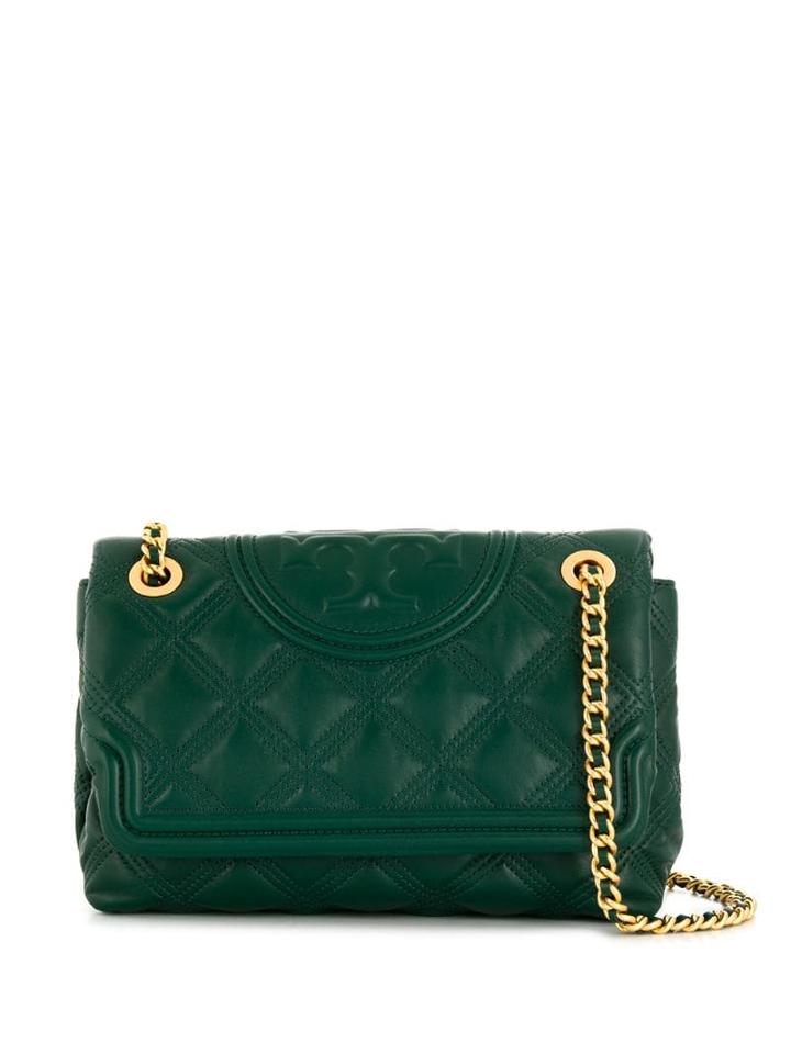 Tory Burch Quilted Logo Cross Body Bag - Green