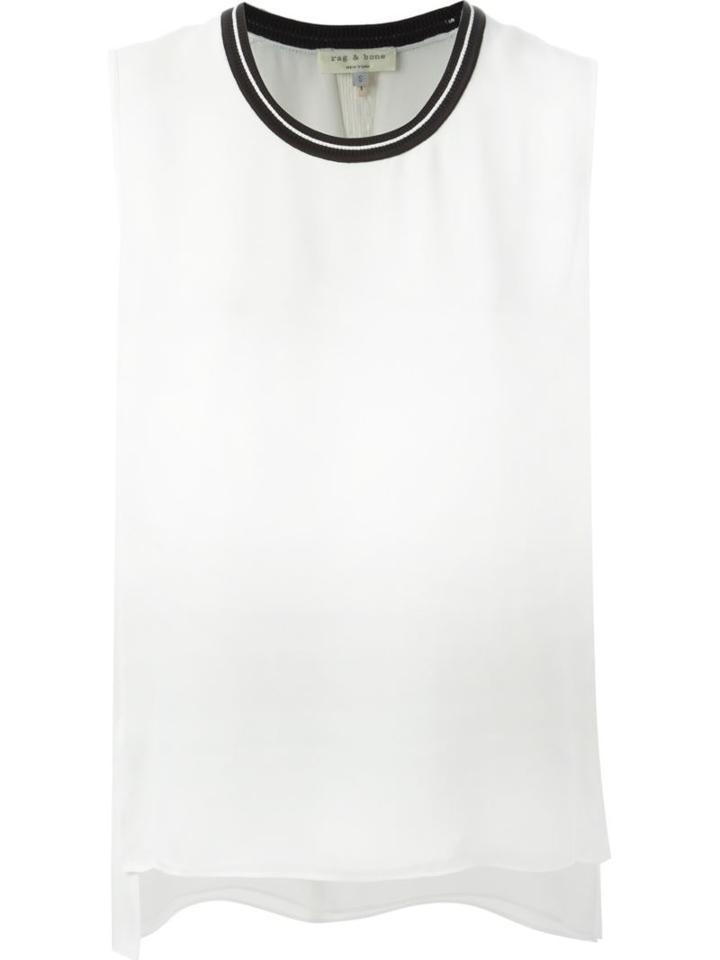 Rag & Bone Contrast Collar Tank Top, Women's, Size: Xxs, White, Rayon/nylon/spandex/elastane