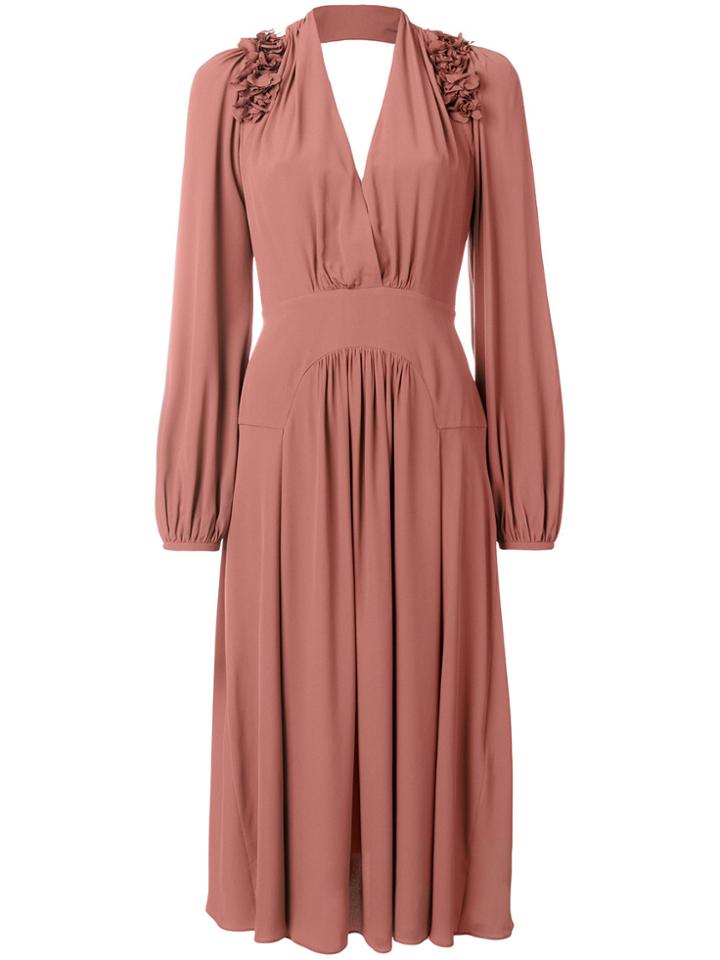 No21 Crêpe De Chine Dress With Shoulder Detail - Pink & Purple