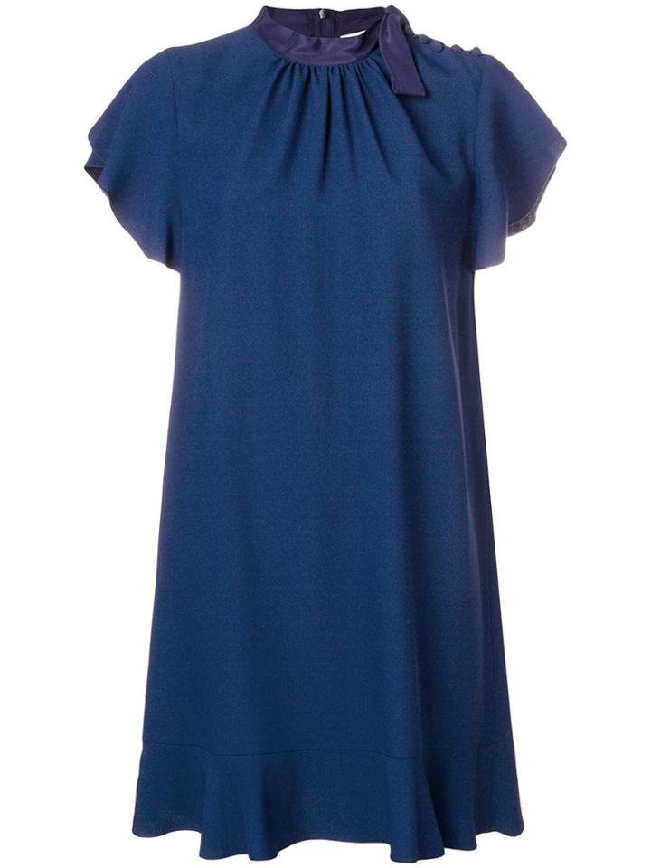 Red Valentino Pleat Detail Mini Dress - Blue