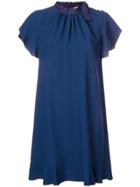 Red Valentino Pleat Detail Mini Dress - Blue
