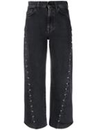 7 For All Mankind Cropped Asymmetric Jeans - Black